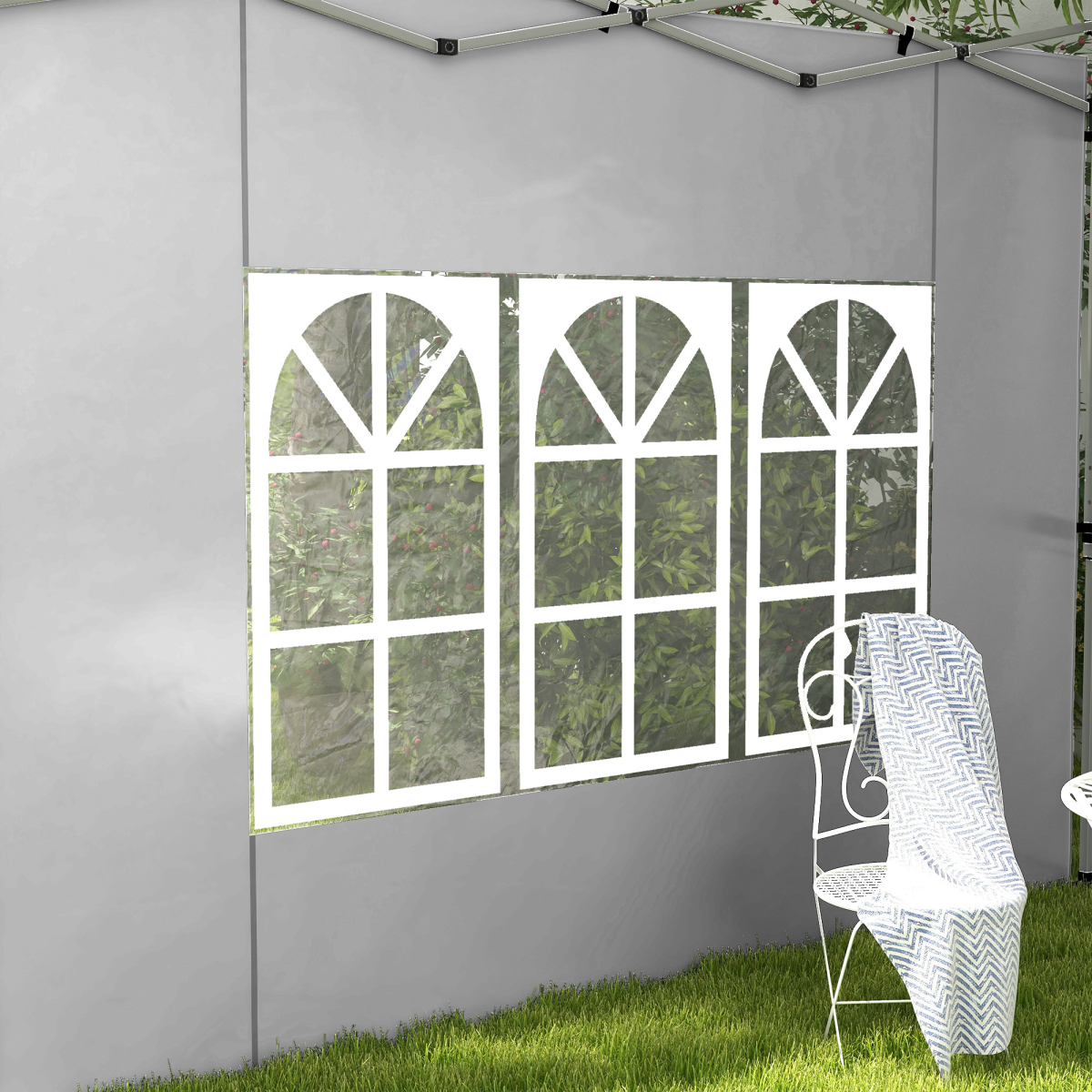 Outsunny Gazebo Side Panels for 3x3(m) or 3x4m Pop Up Gazebo, 2 Pack, Grey