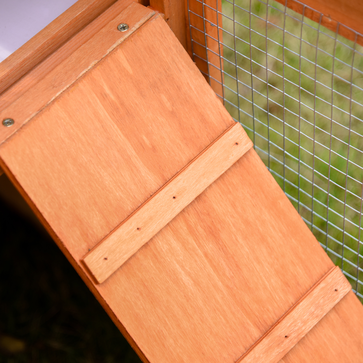 Deluxe Fir Wood Rabbit Hutch 2-Tier Metal Guinea Pig Small Animal House Pawhut