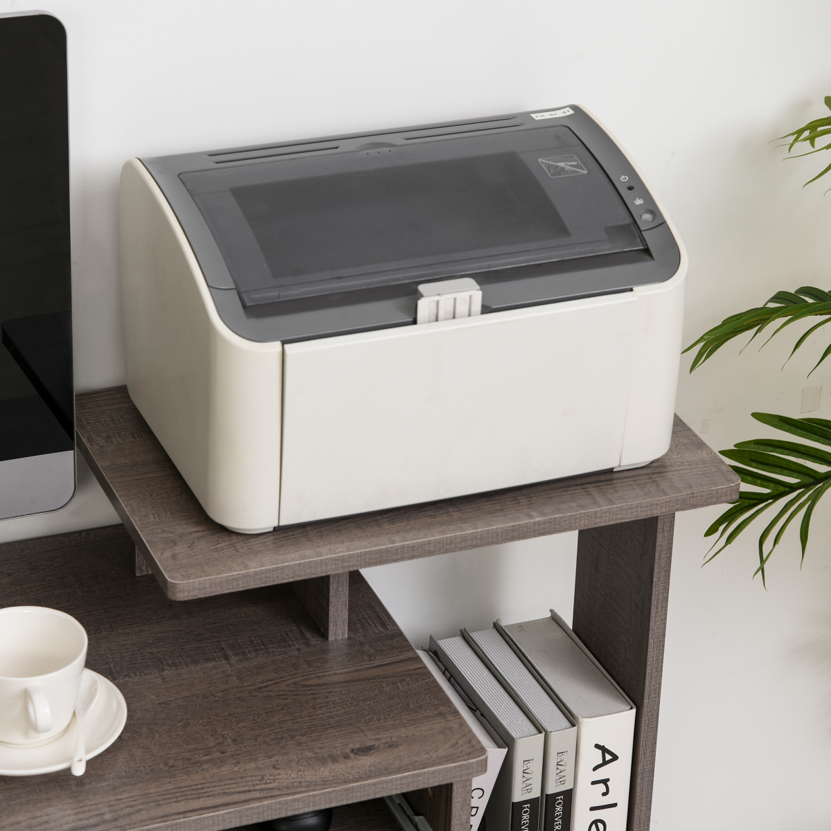 Computer Desk with Sliding Keyboard Tray Storage Drawer Shelf Grey