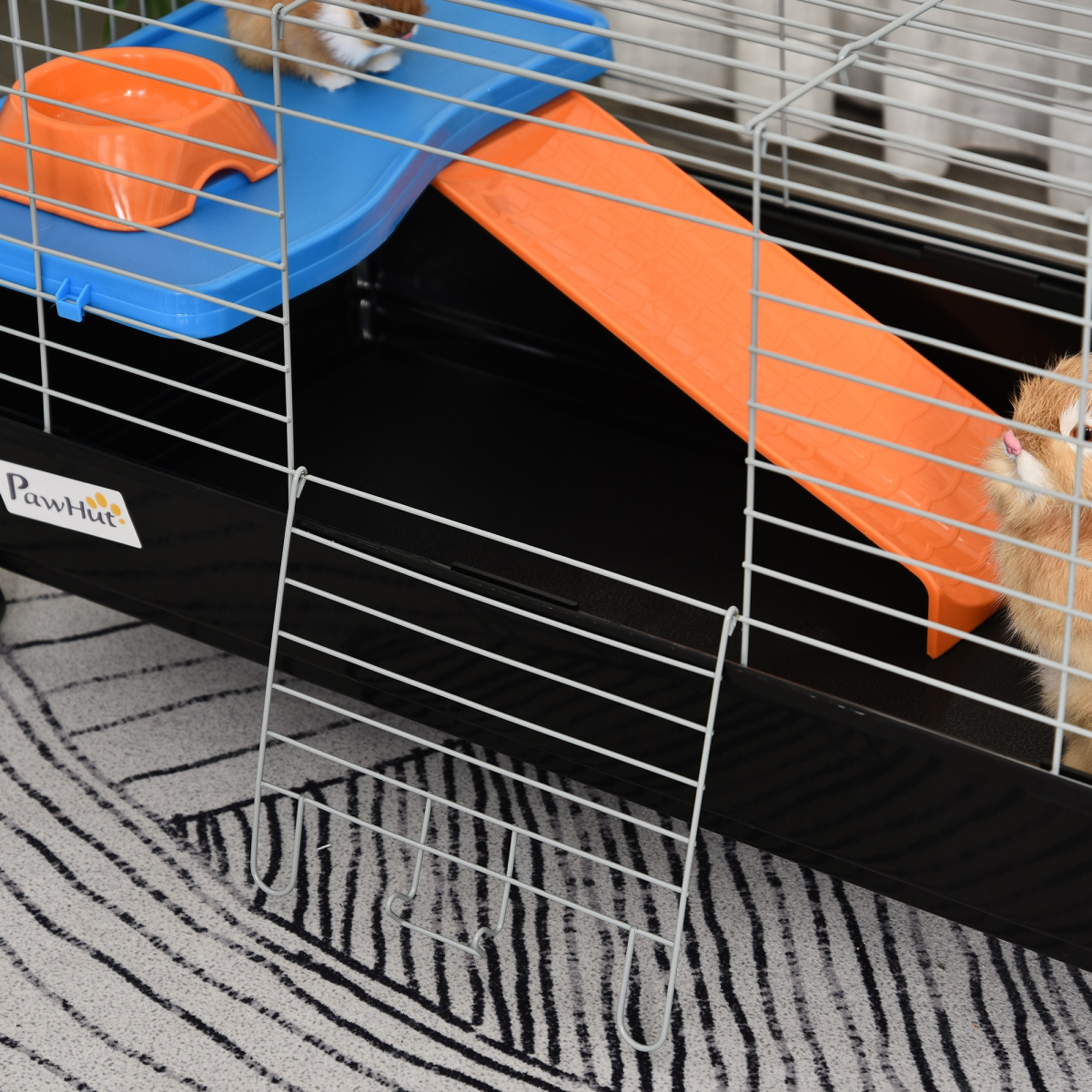 89cm Small Animal Home Cage for Rabbit Ferret Chinchilla w/ Wheels Black