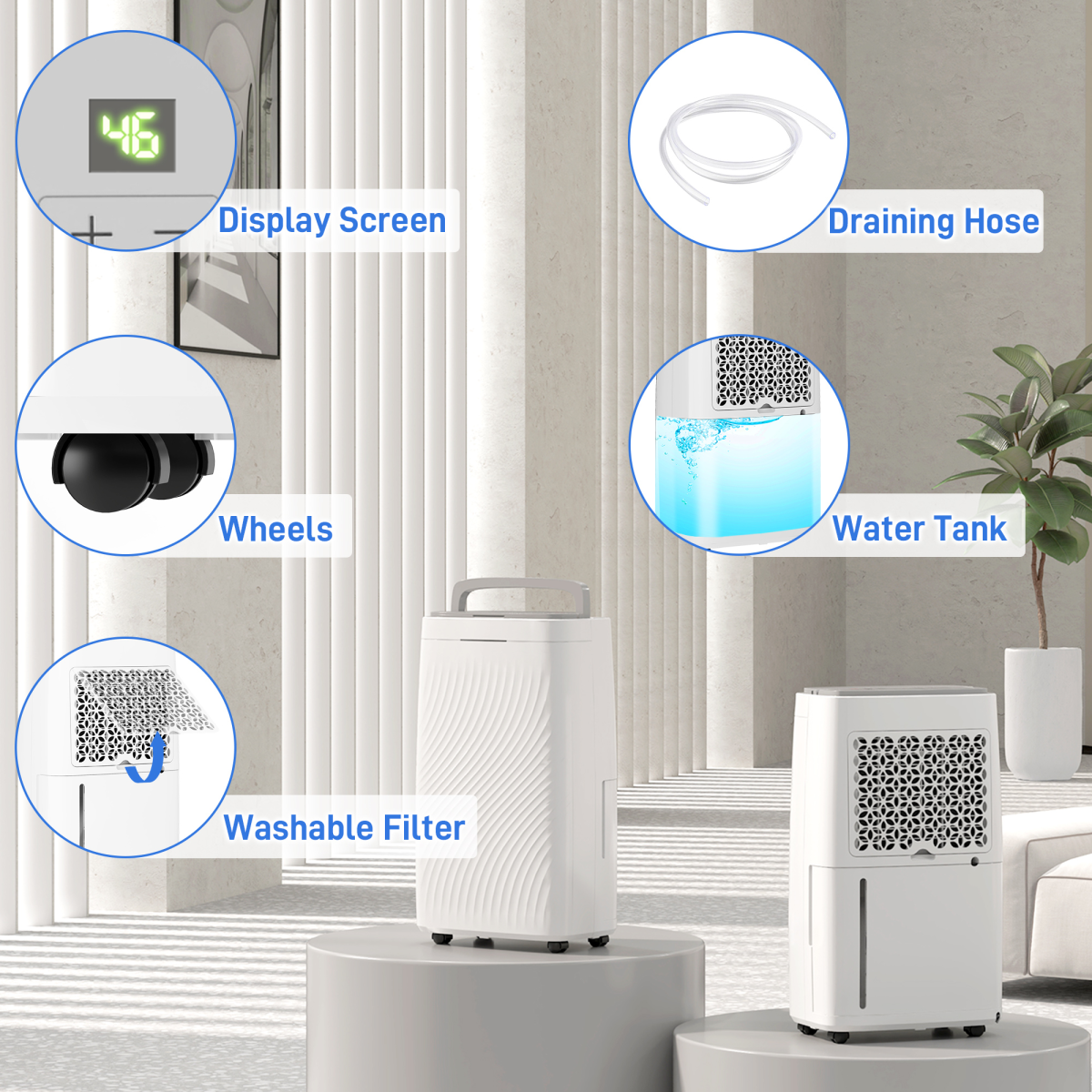 HOMCOM 16L Dehumidifier with Filter, 5.5L Water Tank, Auto Defrost, Timer