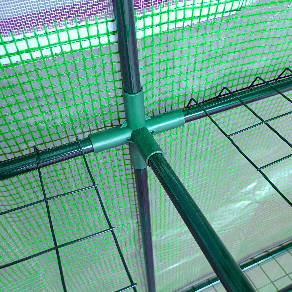 Walk-In Lean to Wall Greenhouse Window&Door 200Lx 100W x 215Hcm Green Outsunny