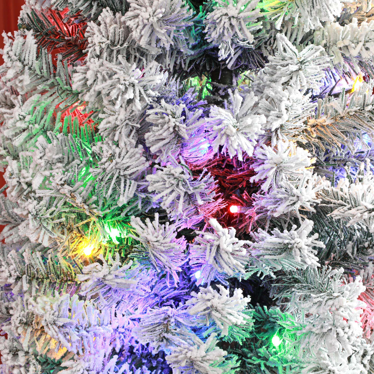 HOMCOM 7' Artificial Christmas Tree with Flocked Tips, LED Lights, Decoration