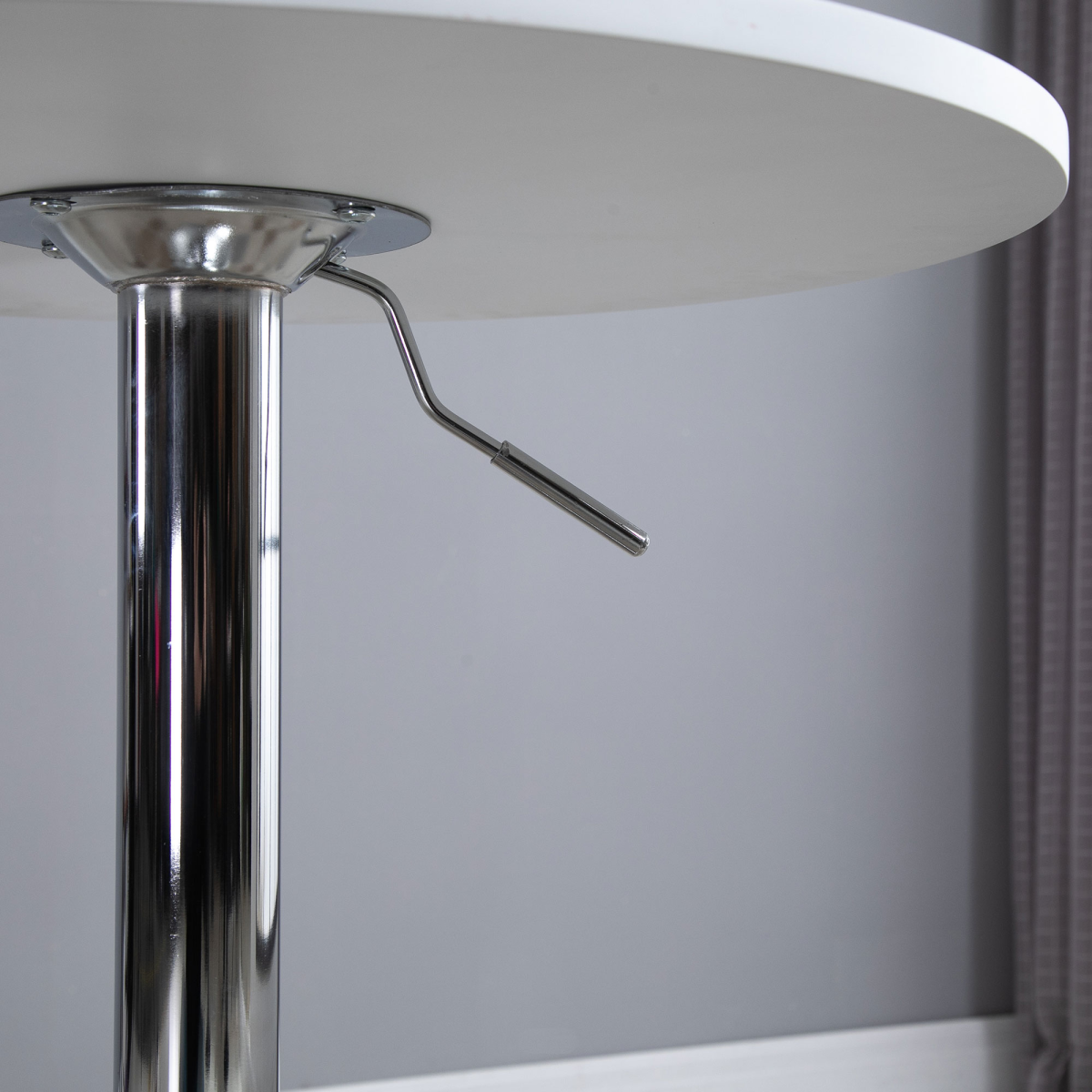 60cm Adjustable Height Round Bar Table w/ Swivel Top Metal Frame White