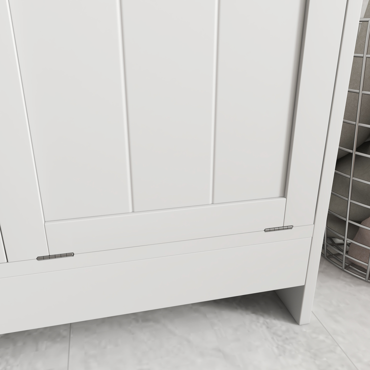 kleankin Tilt-out Laundry Storage Cabinet with 2 Compartment Hampers, White