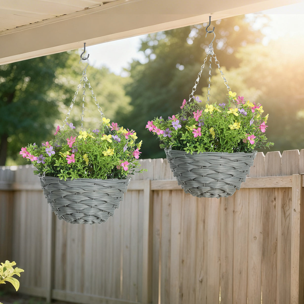 HOMCOM Set of 2 Artificial Hanging Cosmos Flowers - Multi-Colored