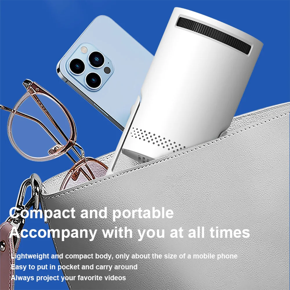 Portable HD Projector Mini Wireless Smart Phone Projector WiFi6 Auto Keystone 180°Flexible LED Video Projector For Home Theater