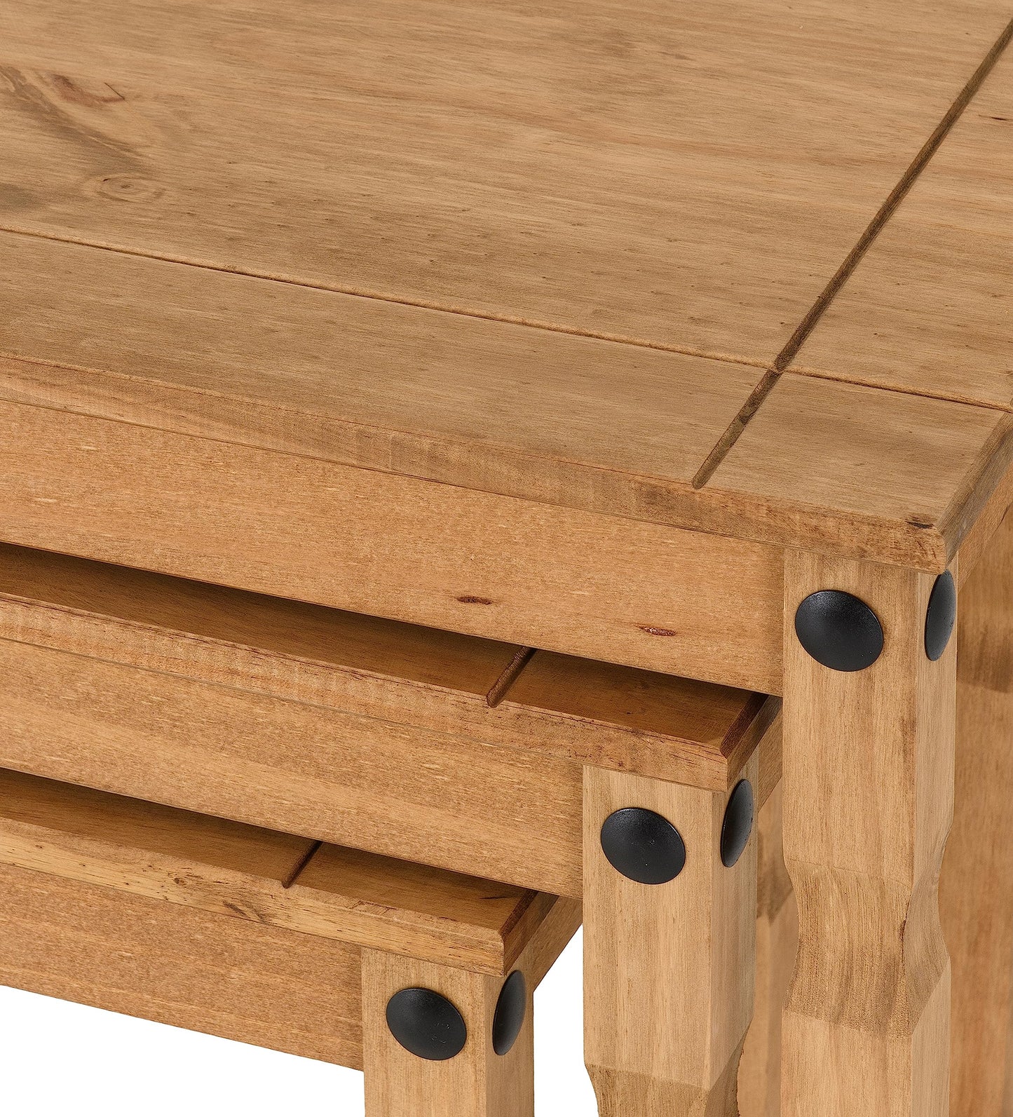 Seconique Corona Nest Of Tables in Distressed Waxed Pine