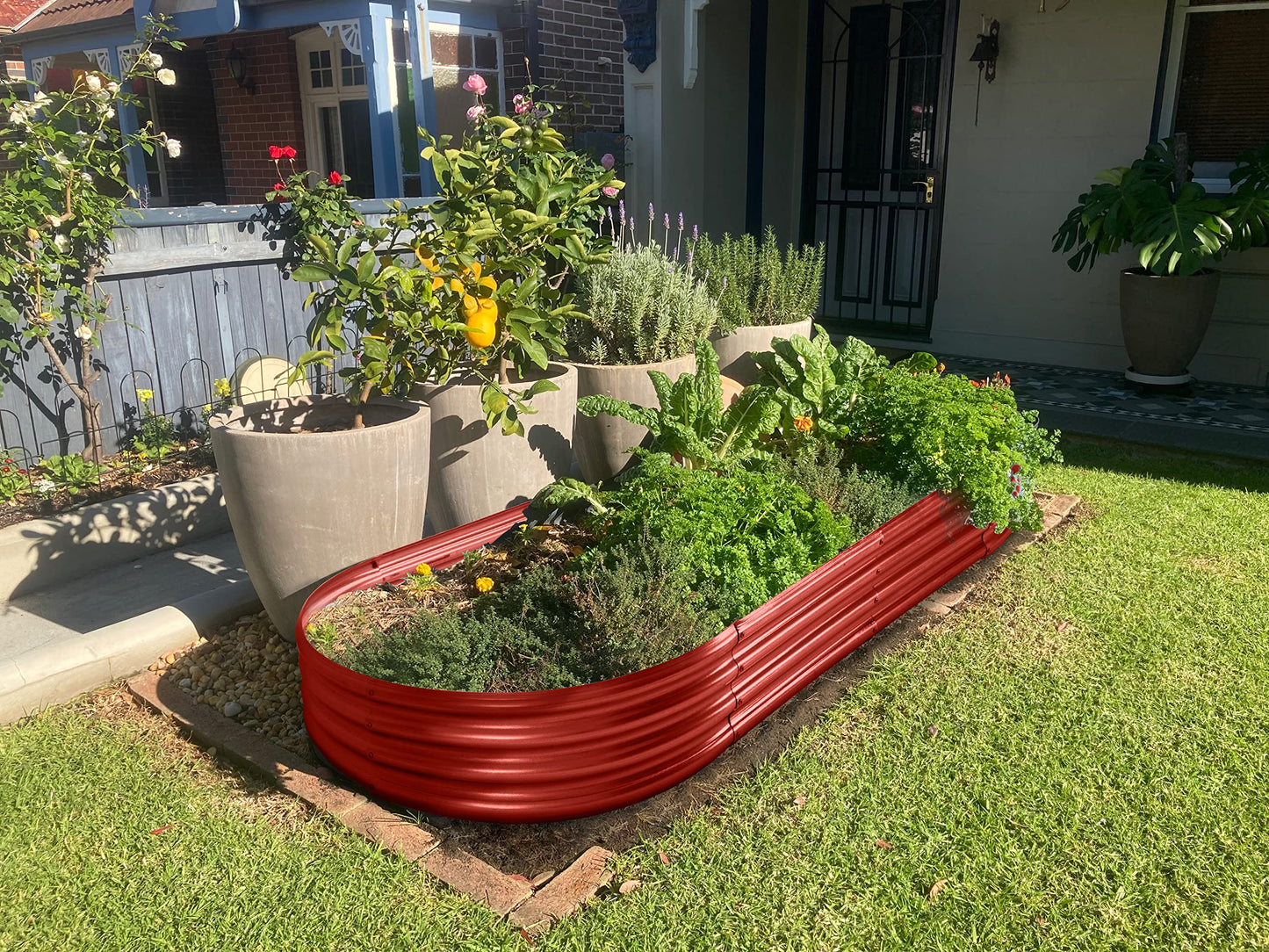 Land Guard Galvanized Raised Garden Bed Kit, Planter Boxes Outdoor, Oval Large Metal Beds for Vegetables(Brown)??
