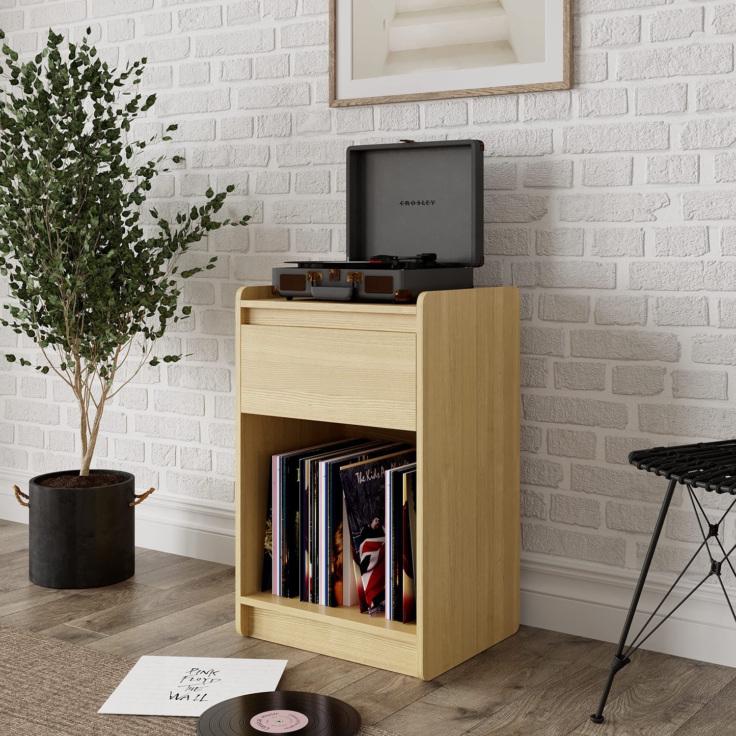Alphason Oslo Turntable Stand in light oak, 40x52x77cm (DxWxH)