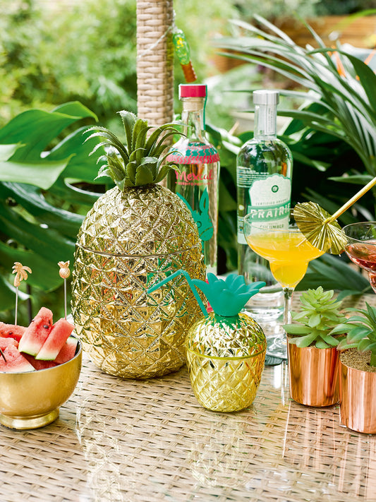 Talking Tables Gold Pineapple Ice Bucket with Lid, Premium addition to your Drinks Trolley | Retro Bar Accessory | Elegant Cooler, 21.5 x 21.5 x 27 cm