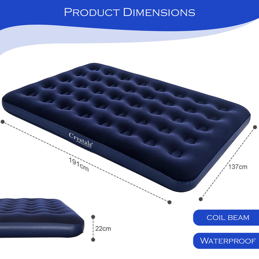 Double Flocked Camping Airbed Inflatable Mattress Blow Up Air Bed