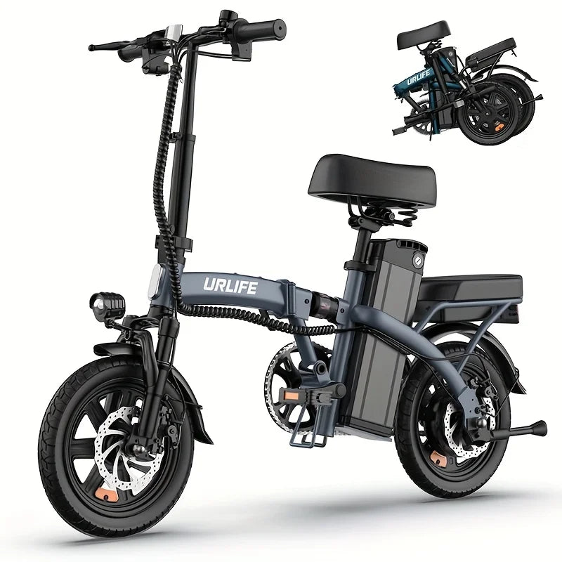 URLIFE 14 Inch Folding E-Bike 48V 7.5Ah 500W Power Removable & Fast Charge 40 Miles Hydraulic Front Suspension Dual Disc Brakes