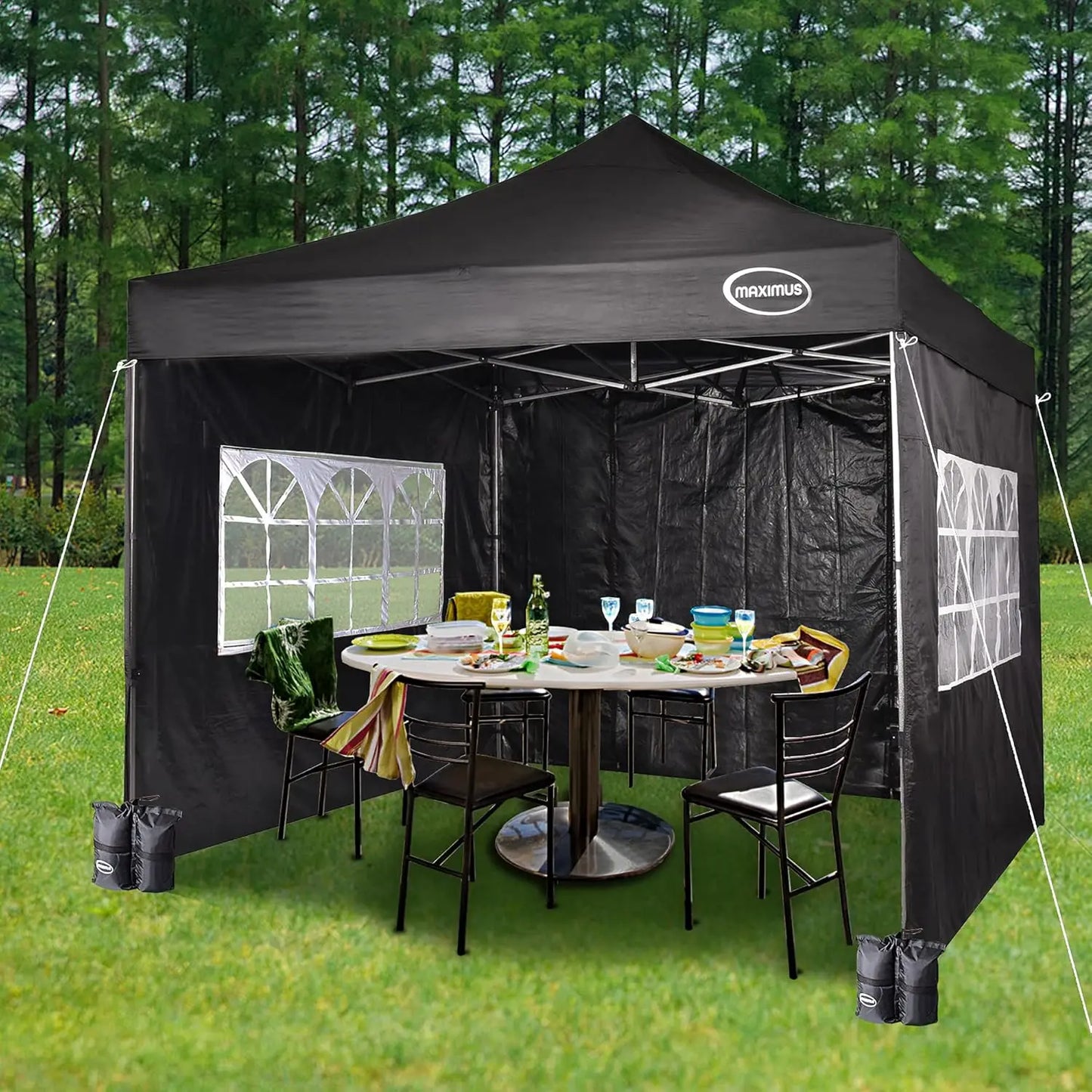 MAXIMUS HEAVY DUTY POP UP GAZEBO 3m x 3m COMMERCIAL MARKET STALL WITH 4 WEIGHT BAGS (4 Walls)
