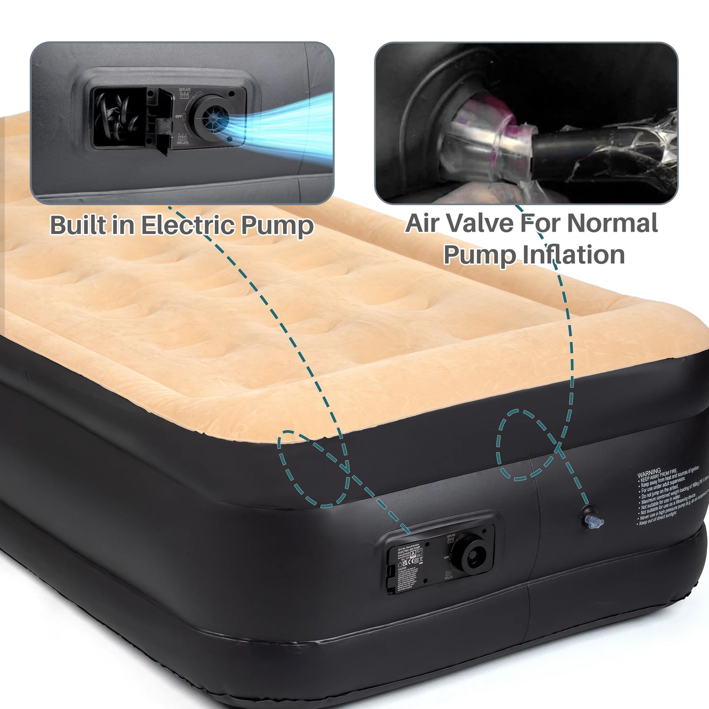 High-Rise Luxury Single Air Bed with Built-In Electric Pump