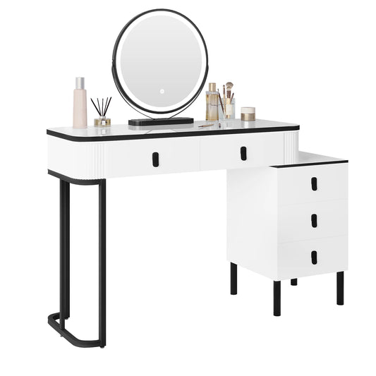 WOLTU Dressing Table with LED Lighting Mobile Mirror Vanity Flexible Assembly Makeup Cosmetic Table for Girls Women Bedroom