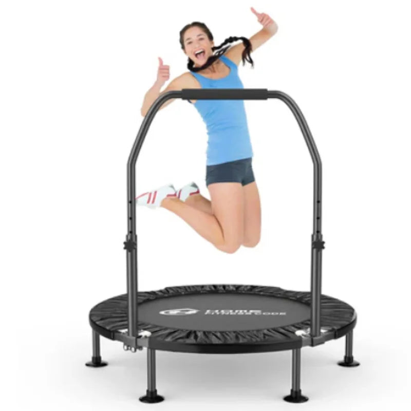 Folding Trampolines Fitness Indoor Exercise Workout Rebounder Sport Trampoline Handle Trampoline for Adults Jumping Training