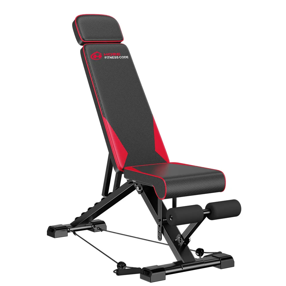 Adjustable Weight Bench with Resistance Bands Folding Weight Bench for Full Body Workout Home Quick Folding Versatile