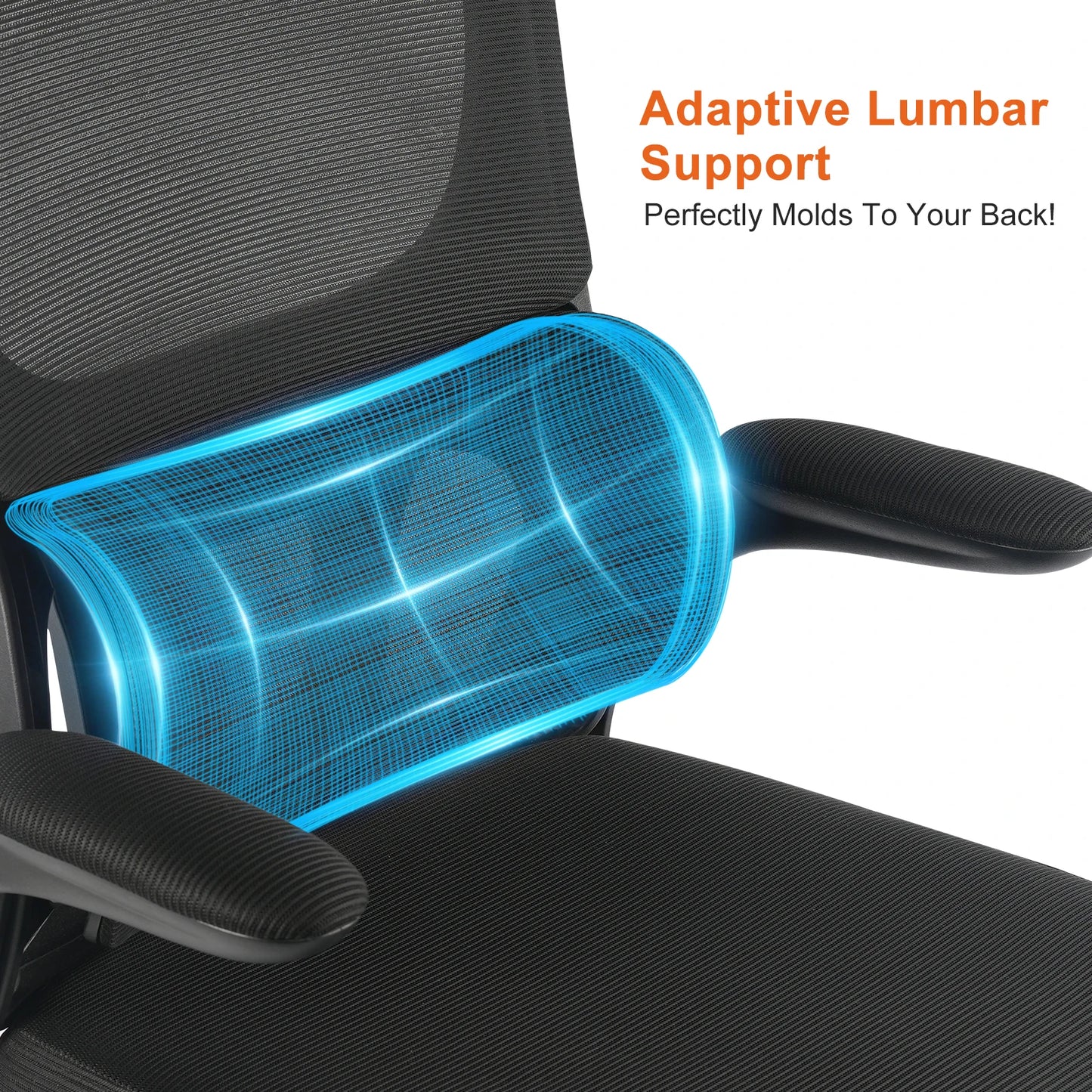 Gwong Ergonomic Office Chair Desk Chair with Folding Armrest Height-Adjustable Breathable Backrest Swivel Gaming Chair