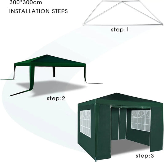 mcc direct Event Gazebo with 4 Side Panels, Outdoor Waterproof Party Tent Marquee with Coated Steel Frame