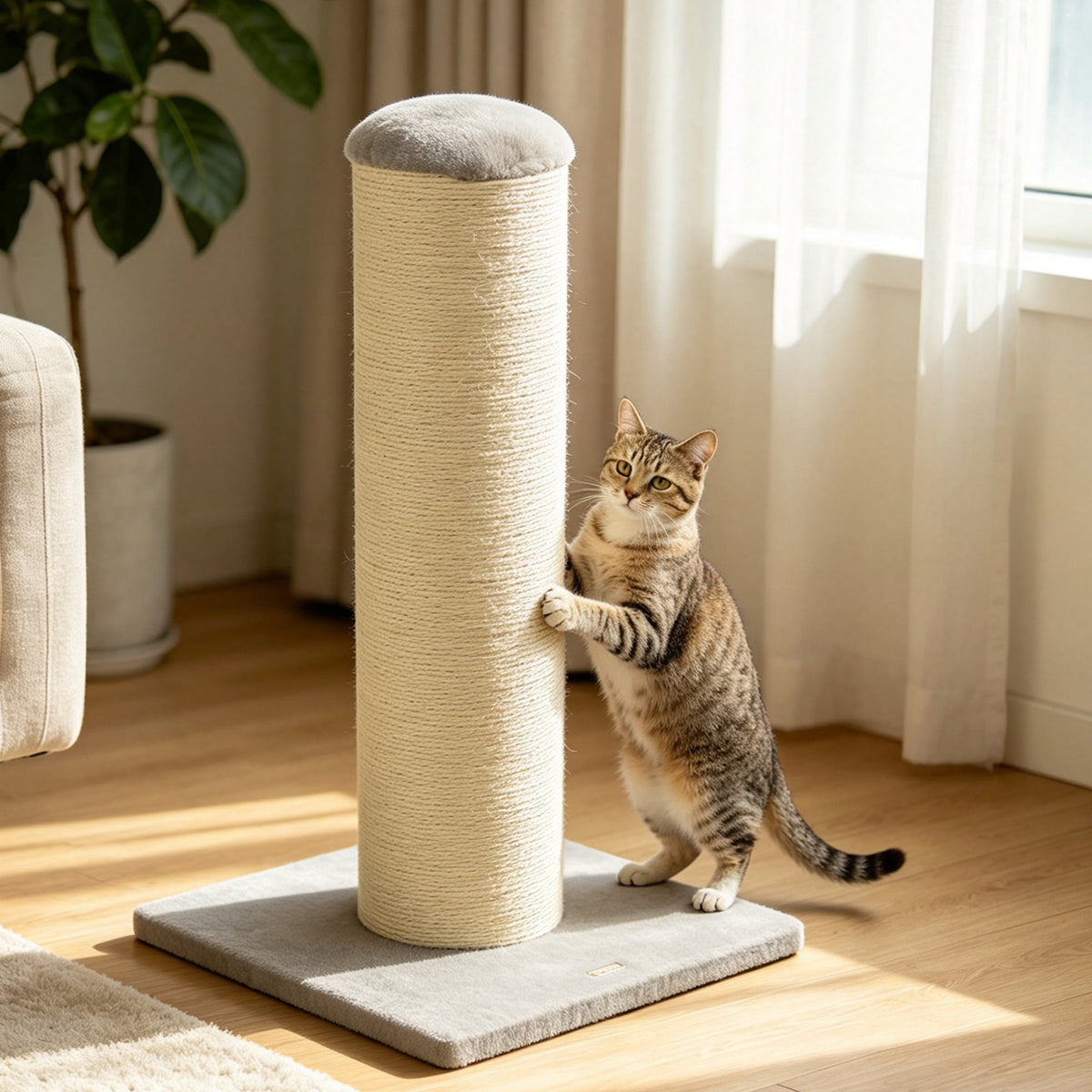 PawHut Cat Scratching Post, 76cm Tall Scratch Post for Indoor Kittens, Cat Scratcher with Stable Base
