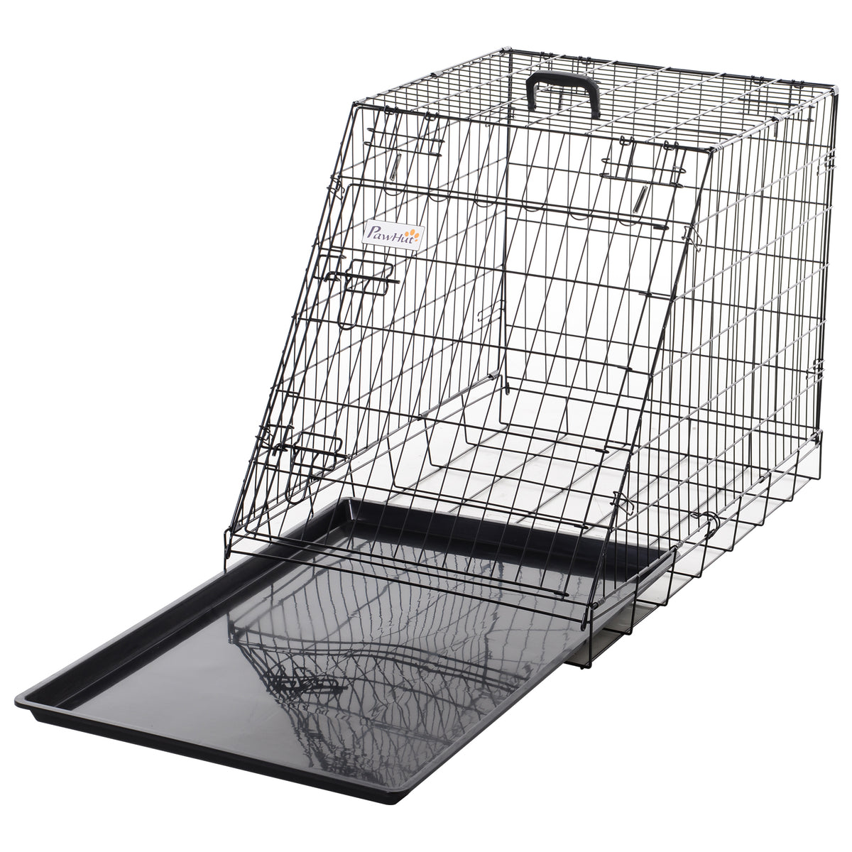 Pawhut Trapeze Collapsible Dog Pet Travel Box Cage Removable Tray 93 x 58 x 65cm