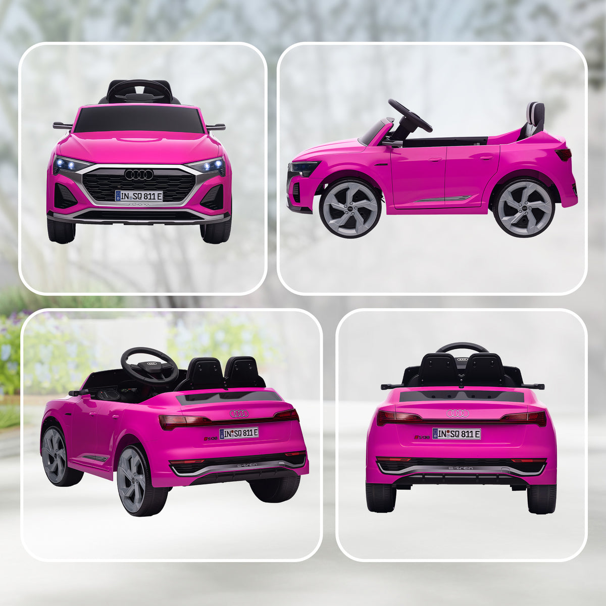 AIYAPLAY Audi Q8 etron Sportback Licensed Ride on Car with Remote Control, Four-Wheel Suspension, Soft Start for Ages 3-4, Pink