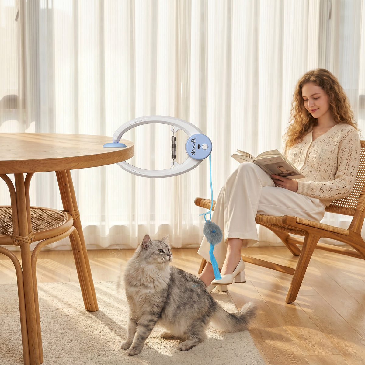 PawHut Interactive Cat Toys for Indoor Kittens & Adult USB Rechargeable Door Hanging Bouncing Mouse Teaser