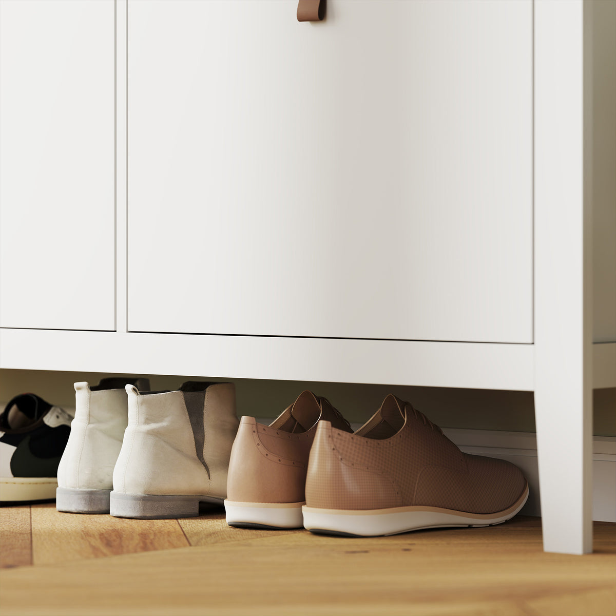 HOMCOM Modern Four-Drawer Shoe Cabinet - White