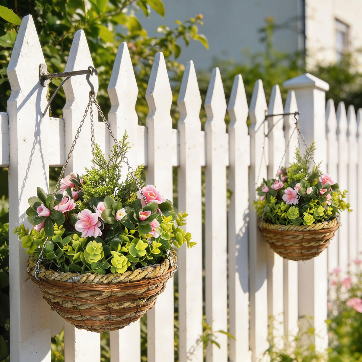Outsunny Set of Two Hanging Lisianthus Flower Pots - Pink/Green