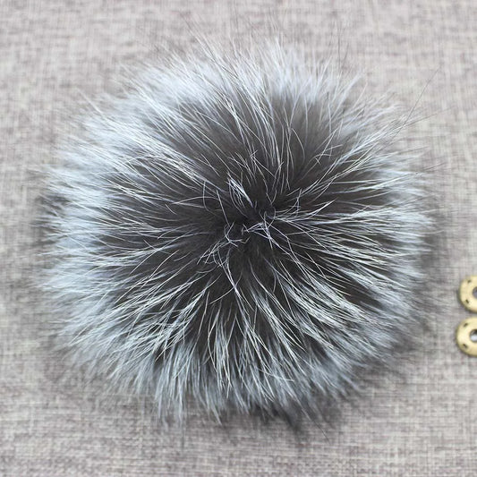 Big Fluffy Real Fur Fox Pompoms With Button DIY Raccoon Fur Pom Poms Balls Natural Fur Pompon For Scarves Hats Caps Accessories