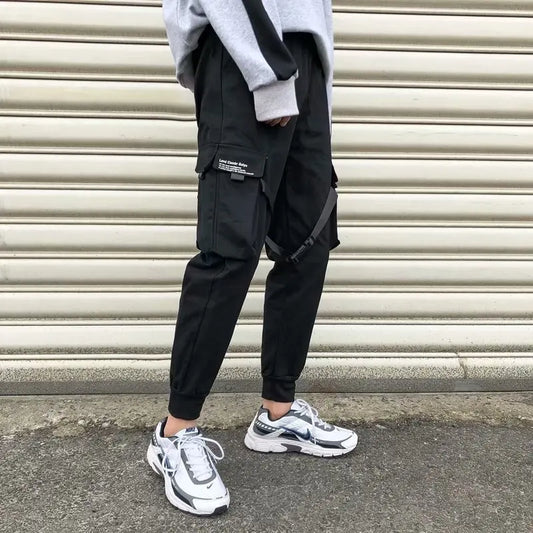 Ribbons Harem Joggers Men Cargo Pants Streetwear 2026 Hip Hop Casual Pockets Track Pants Male Harajuku Fashion Trousers