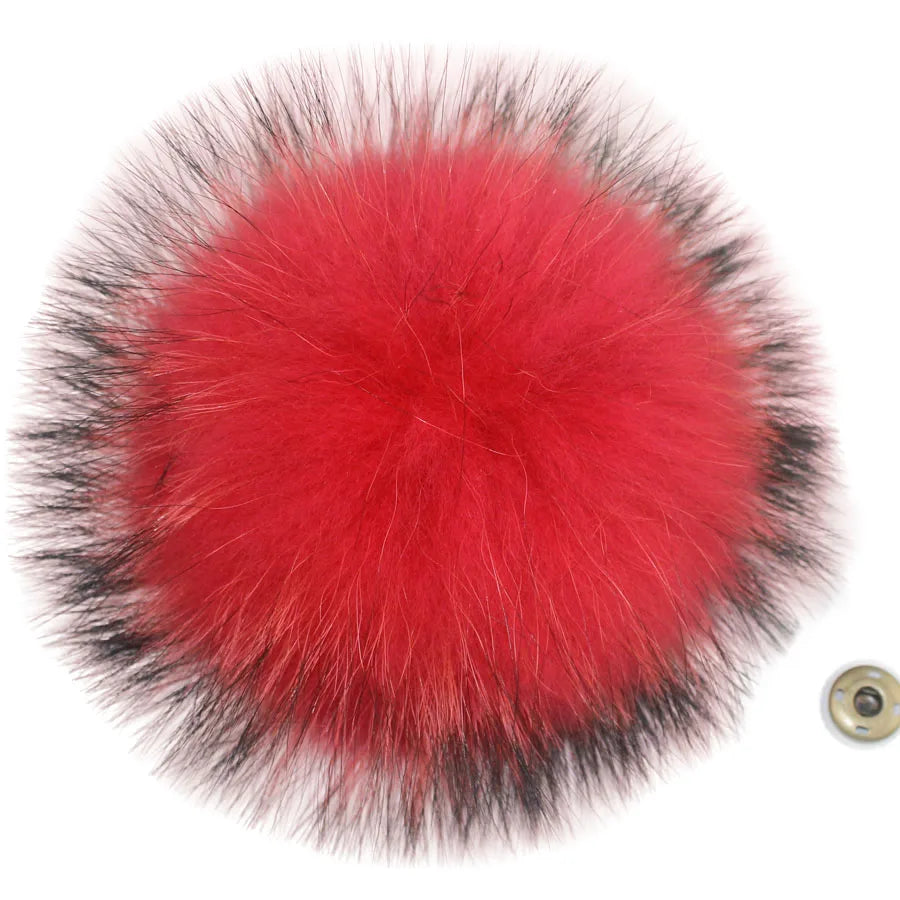 Big Fluffy Real Fur Fox Pompoms With Button DIY Raccoon Fur Pom Poms Balls Natural Fur Pompon For Scarves Hats Caps Accessories
