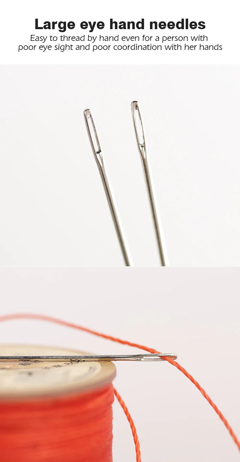 WUTA 12pcs Leathercraft Sewing Needles Large Eye Blunt Stitching Needle Harness Round-pointed Needle Leather Hand Sewing Blunt