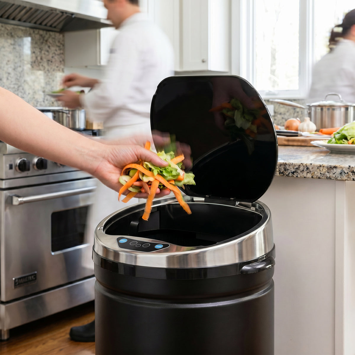 HOMCOM 42L Automatic Motion Sensor Rubbish Bin with Fingerprint Resistant, Stainless Steel, Black
