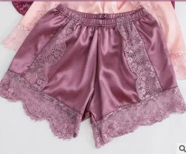 Silk Lace Shorts Women Underwear Safety Short Pants Summer Sexy Thin Loose Knicker Panties Under Skirt Shorts Boxer Brief Shorty