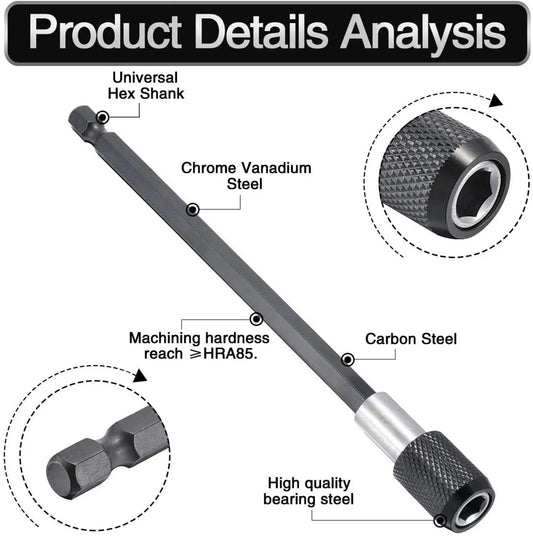 1/4 Inch Hex Shank Quick Release Screwdriver Bit Holder Extension Bar 60mm 100mm 150mm