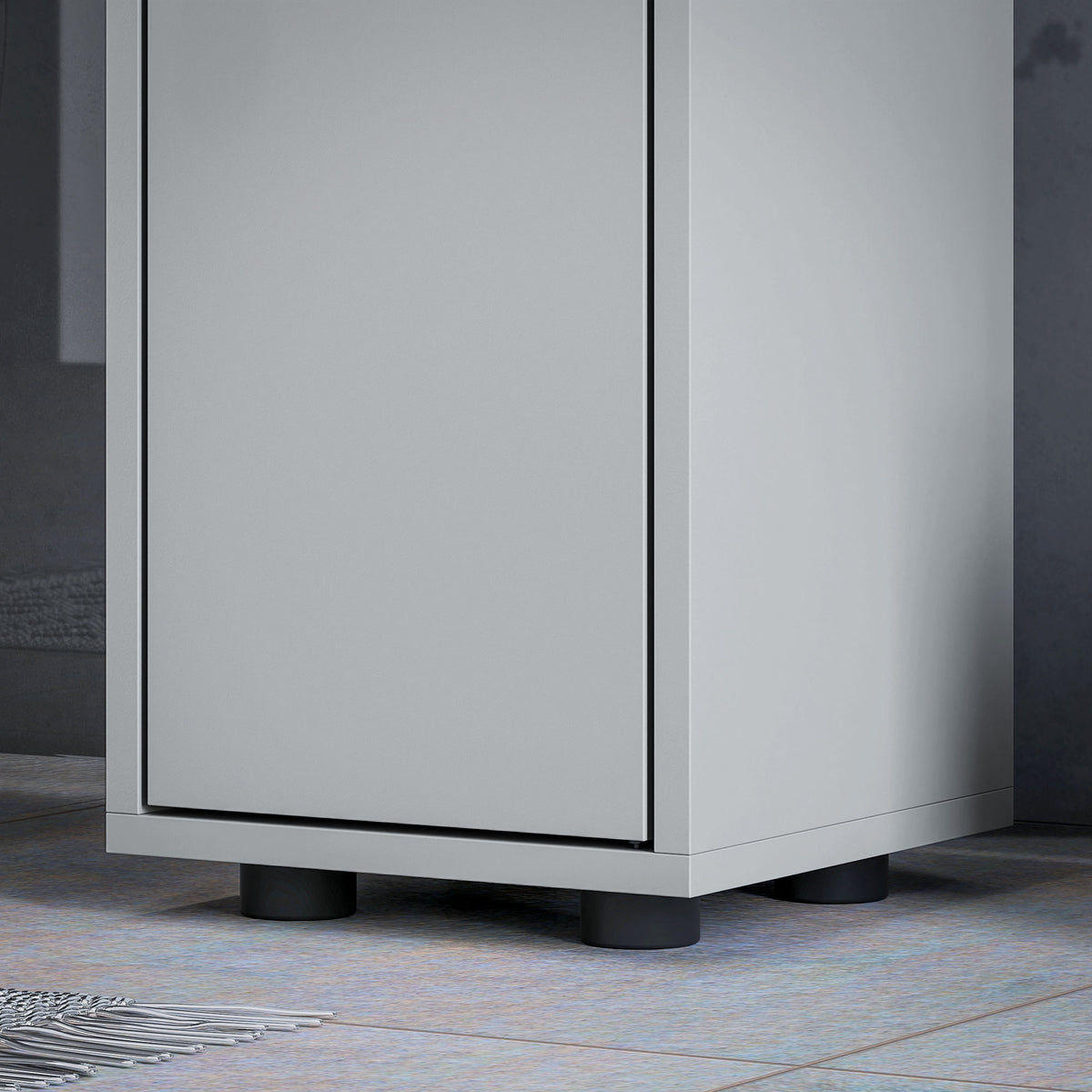 kleankin 180cm Slim Bathroom Cabinet, with Drawer, Shelves and Cupboards - Grey