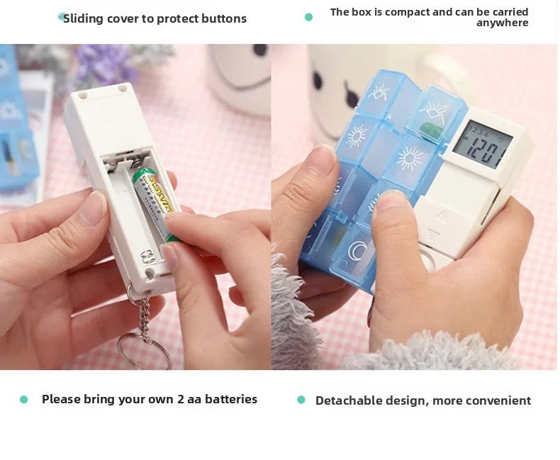 Intelligent Timed Reminder Medicine Box 28 Compartment Weekly Smart Pill Box with Sound Alarm for Elderly Medicine Reminder