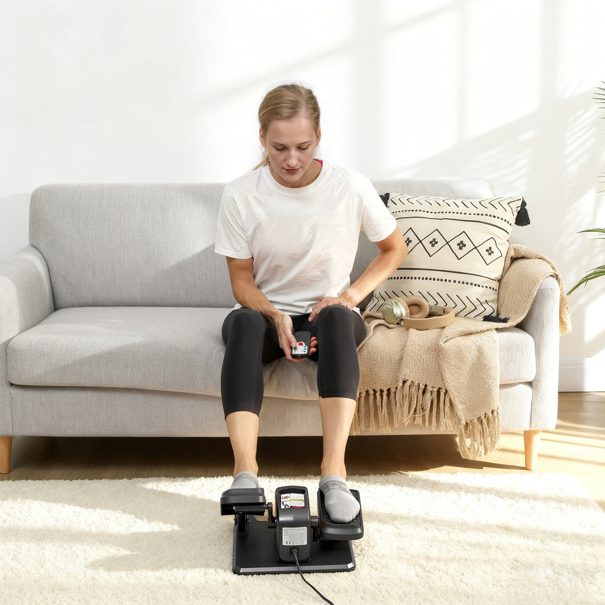 SPORTNOW Under Desk Elliptical Machine for Home, Electric Elliptical Machine with 12 Adjustable Speed, LED Monitor