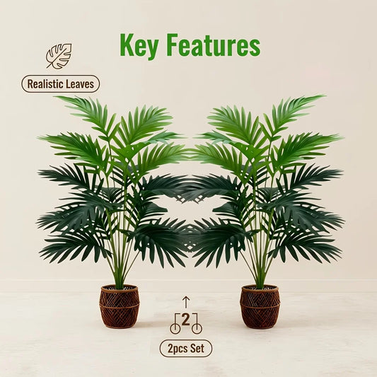2PCS 24Leaves Areca palm simulation green plants realistic artificial trees suitable for bedroom living room outdoor decoration