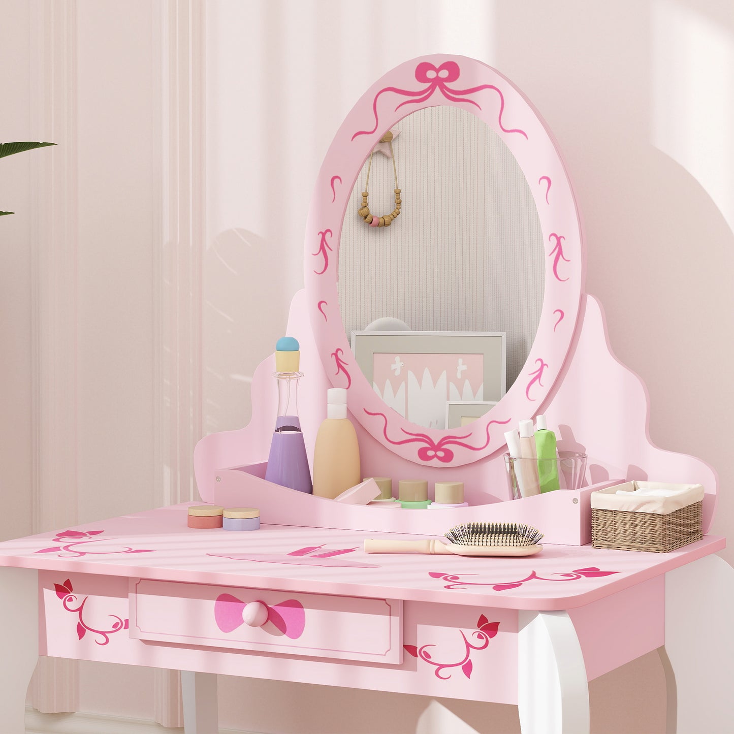 Kids' Ballet Print Vanity Set with Storage and Safety Features