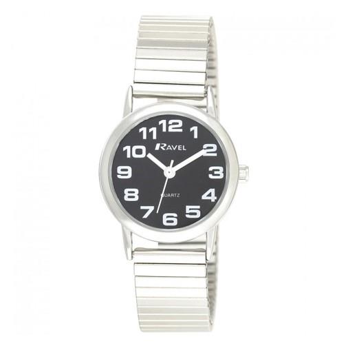 Ravel Ladies Chrome Black Dial Watch R0208.03.2S