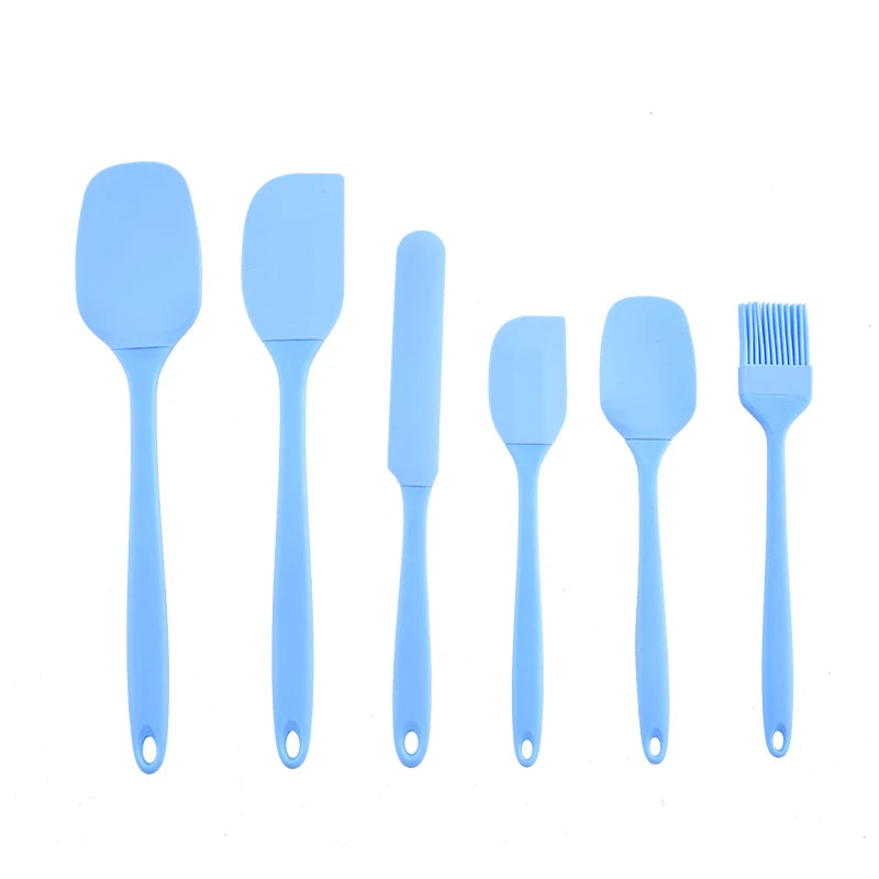 Silicone kitchenware 6-piece set, cream scraper, spatula, oil brush, size scraper set baking tool,Non-integrated hand