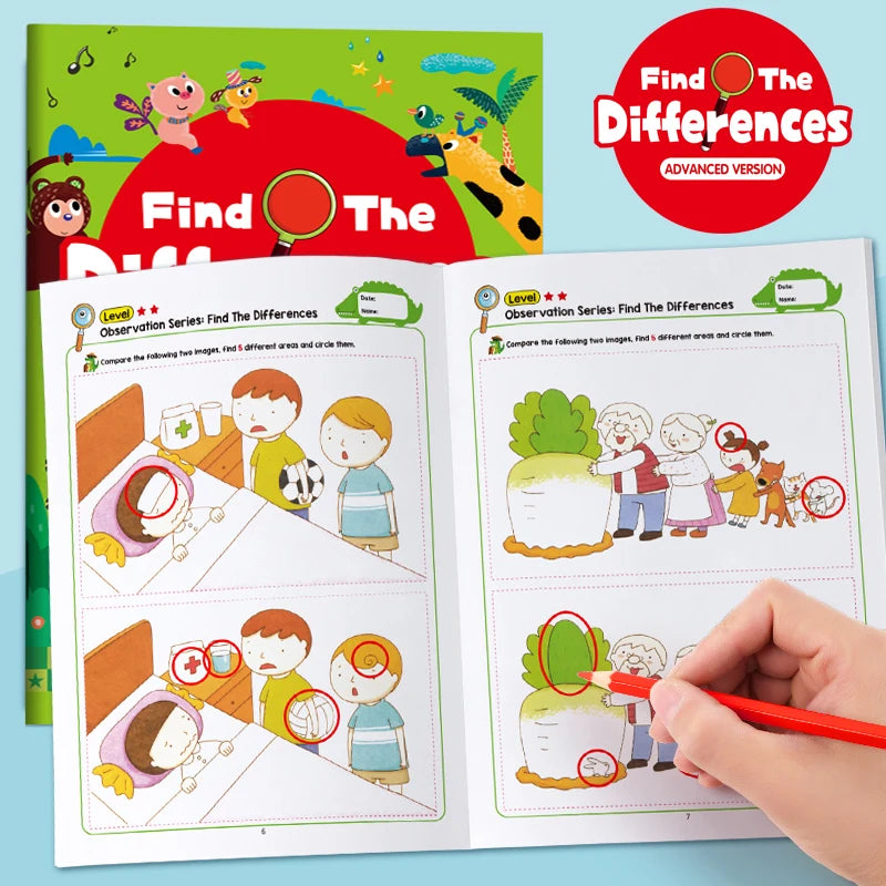 Hidden Differences Activity Book, Featuring 32 Interactive Observation Games and Memory Exercises | Attention and Concentration Training | Visual Perception Skills, Focused Attention Games with Numbered Pages | Find the