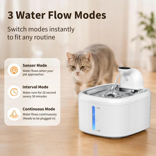 3.5L Cat Water Fountain Wireless Pet Water Dispenser With Stainless Steel Pallet 4000mAh Battery Motion-Sensing Water Dispensing