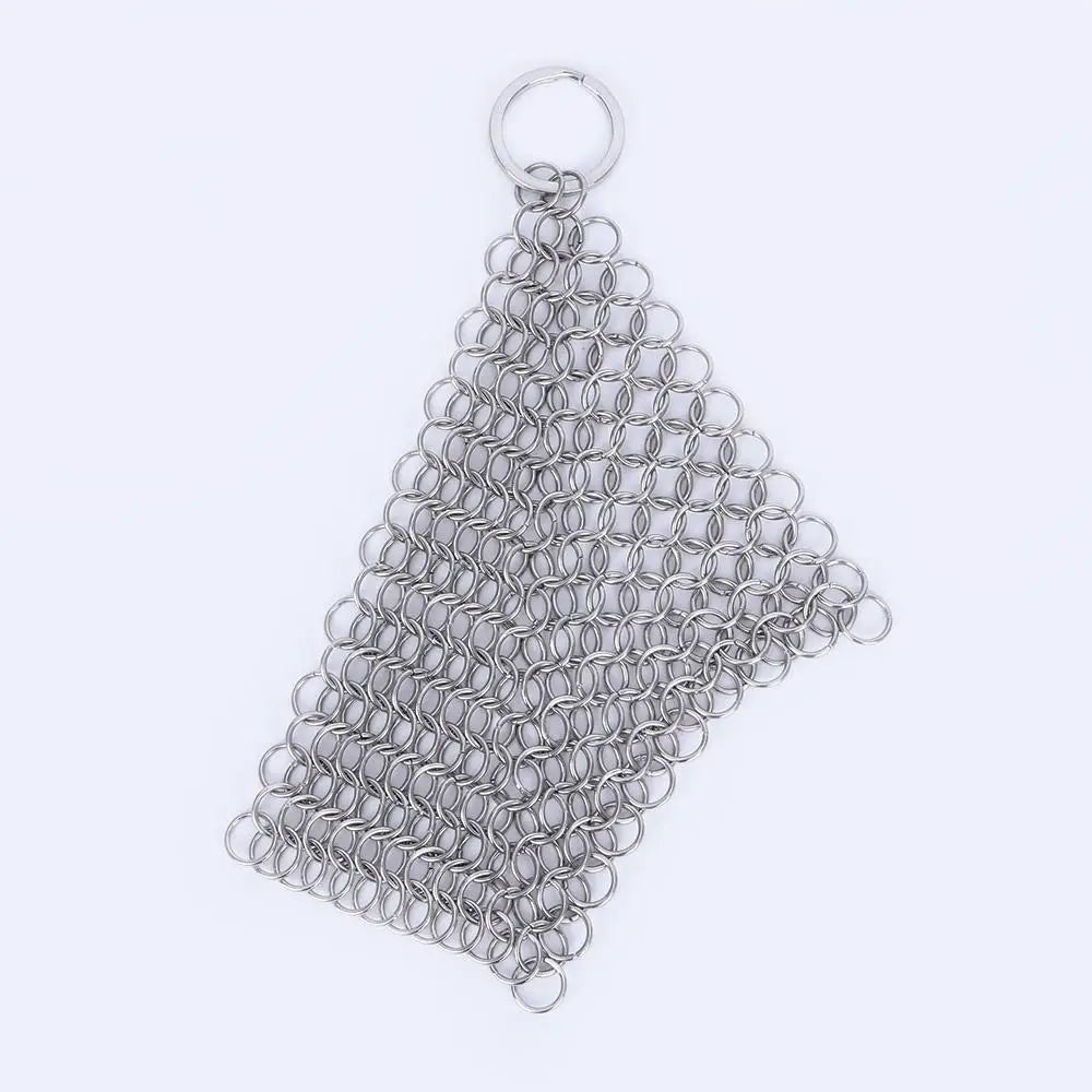 Bowl 10x10cm Cookware Wok Chainmail Circular Ring Square Scrubber Pan Brush Stainless Steel Kitchen Tool Cast Iron Cleaner