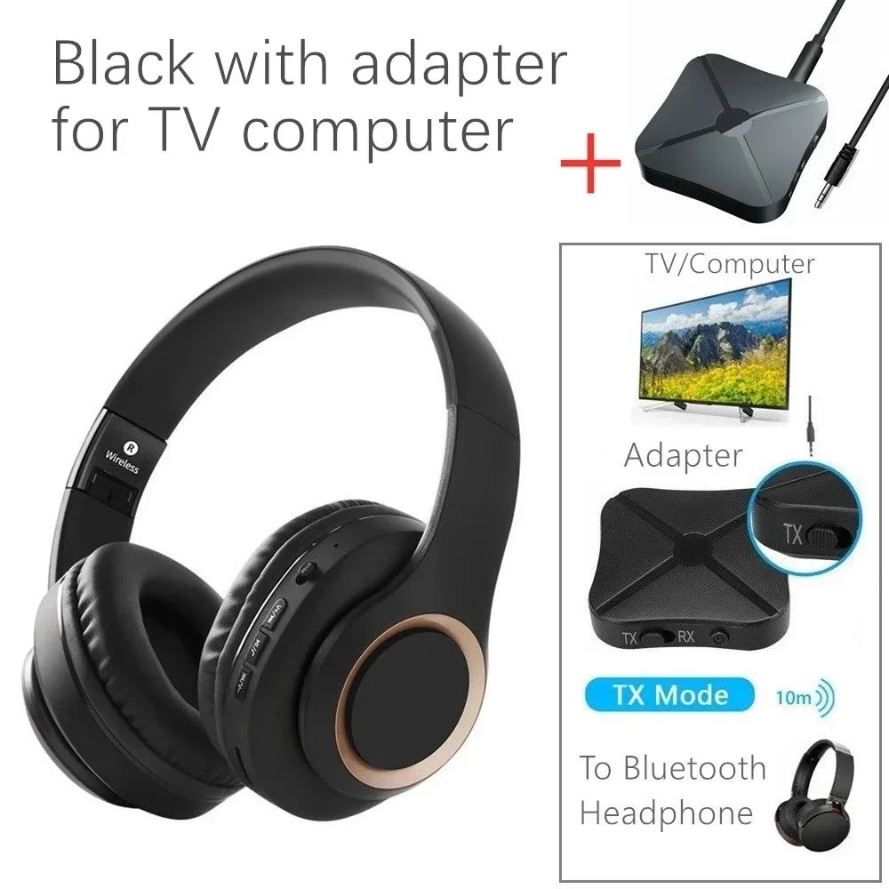 Shoumi 15 Hours Play Wireless Headset Bluetooth Television Headphone with Mic,Bluetooth Adapter Built-in Battery,for TV Computer