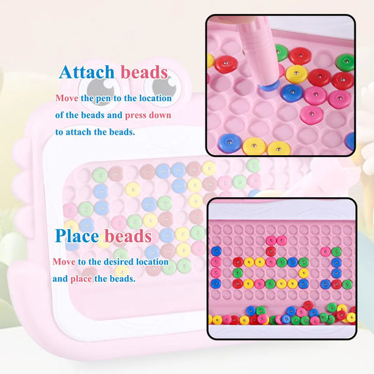 New Kids Magnetic Beads Doodle Board with Puzzle Pen Drawing Toys for Children 3-8 yearsMontessori Game Education Gift