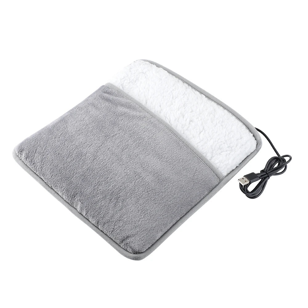 Winter Electric Foot Heating Pad Soft Plush USB Charging Washable Foot Warmer Household Mat for Improved Sleeping